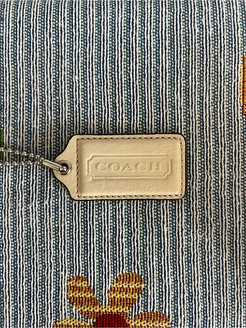 Coach Large Chalk & Gold Leather HangTag